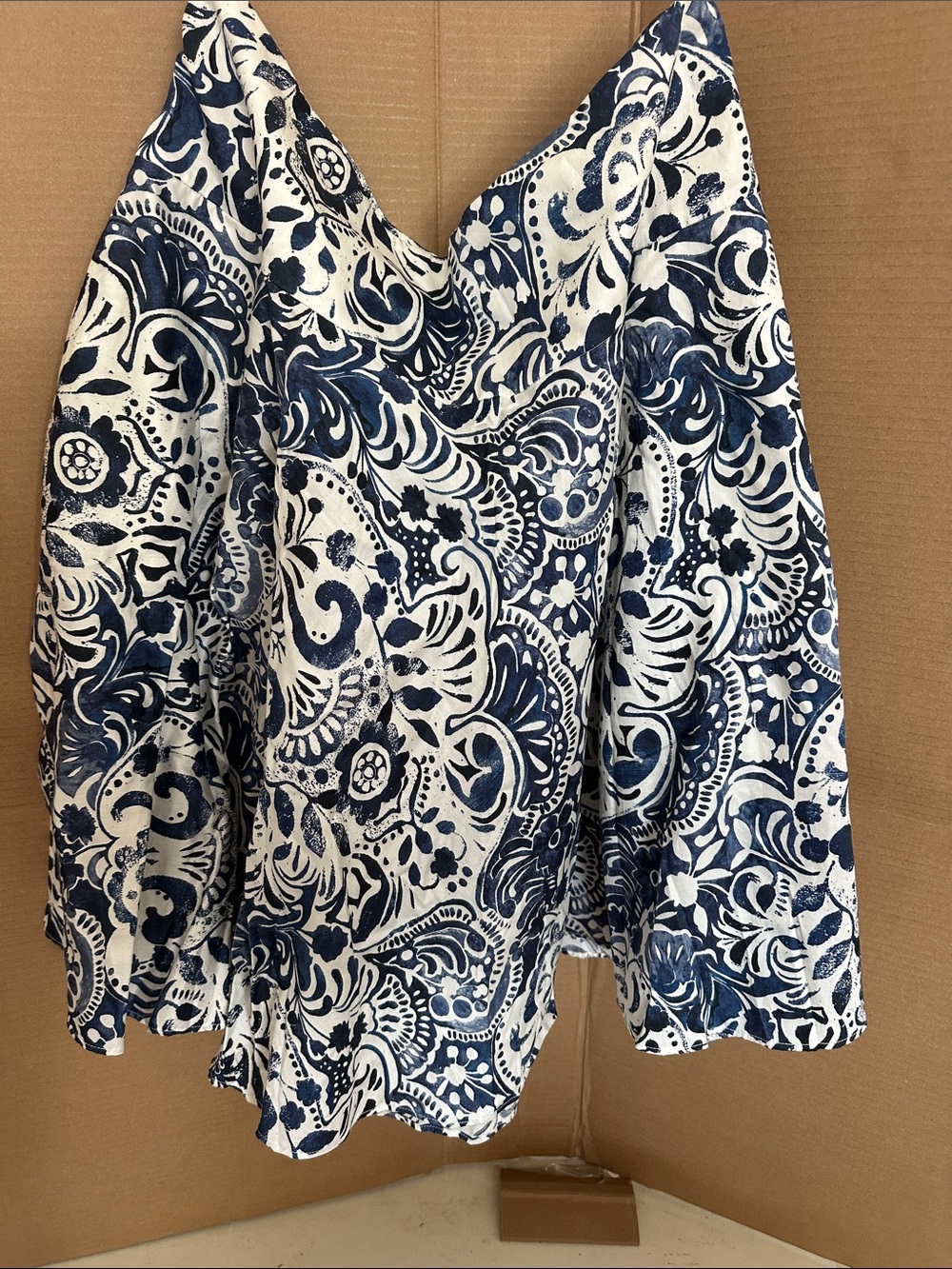 Women's Ralph Lauren Blue and White Printed Blouse